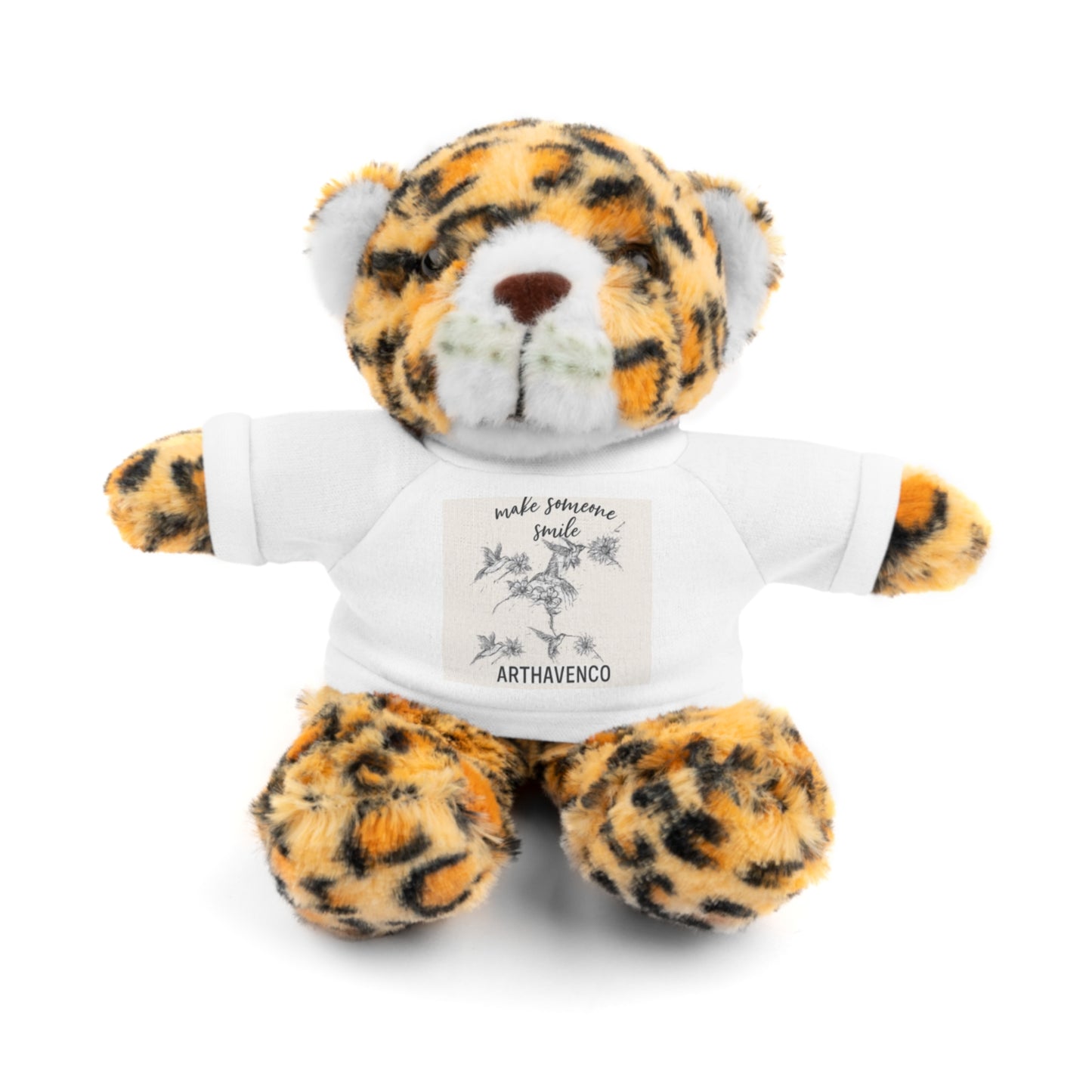 Plush Bear with Printed Tee — Cute Floral Design Teddy for Gifts & Occasions