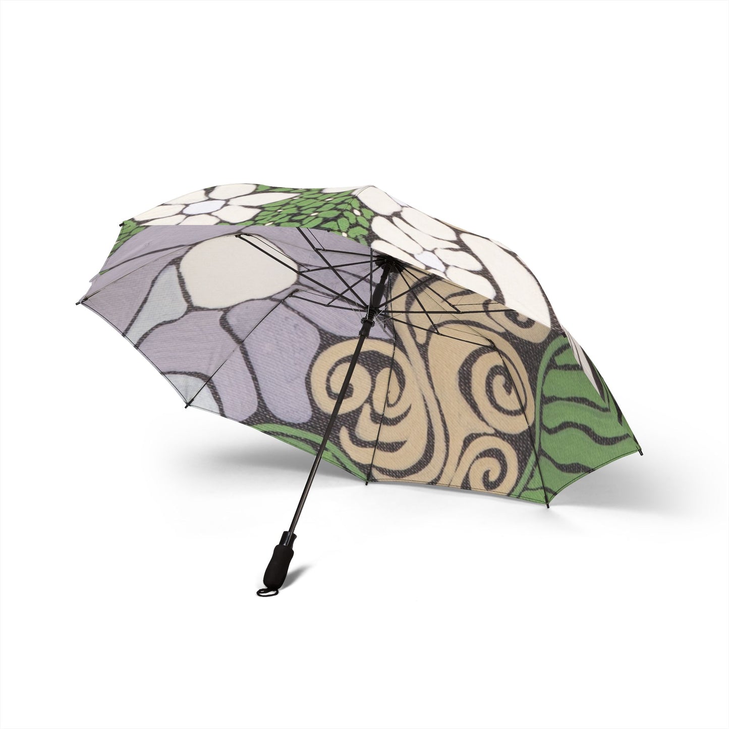 Floral Whimsy Foldable Umbrella — Semi-Automatic Compact Rain Parasol