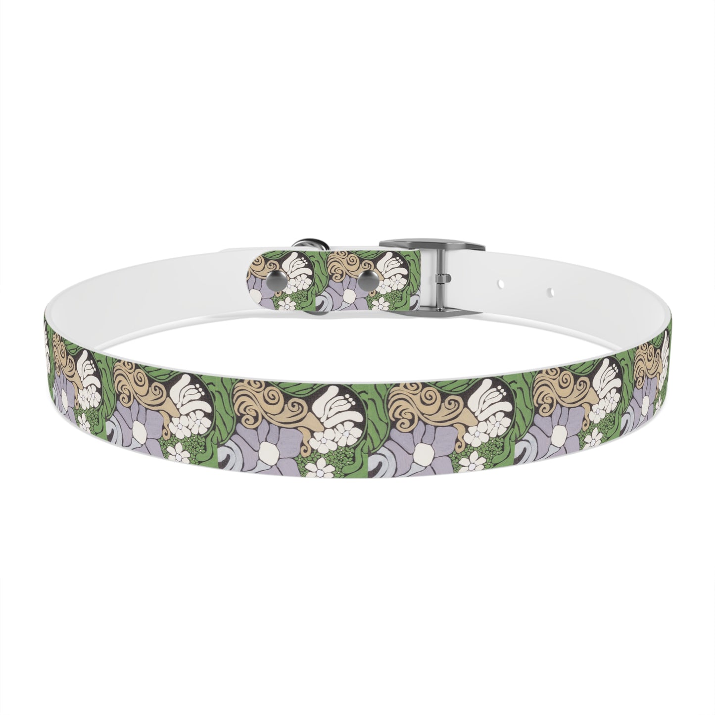 Whim & Tendril Dog Collar — Vintage Green & Lavender Pattern