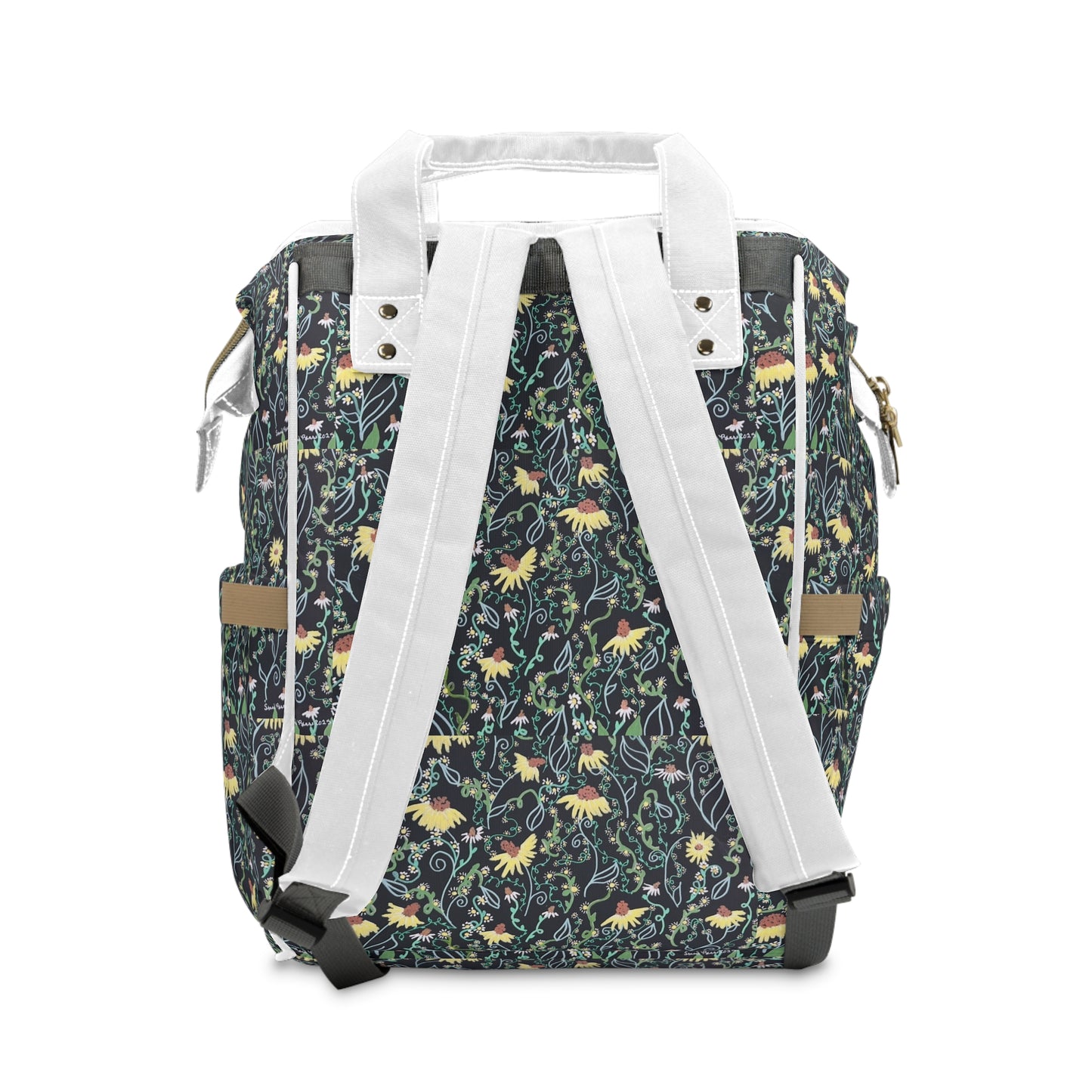 Floral Multifunctional Diaper Backpack — Spacious Mom & Dad Nappy Bag with Changing Pad