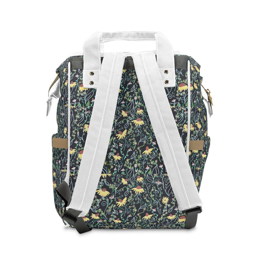 Floral Multifunctional Diaper Backpack — Spacious Mom & Dad Nappy Bag with Changing Pad