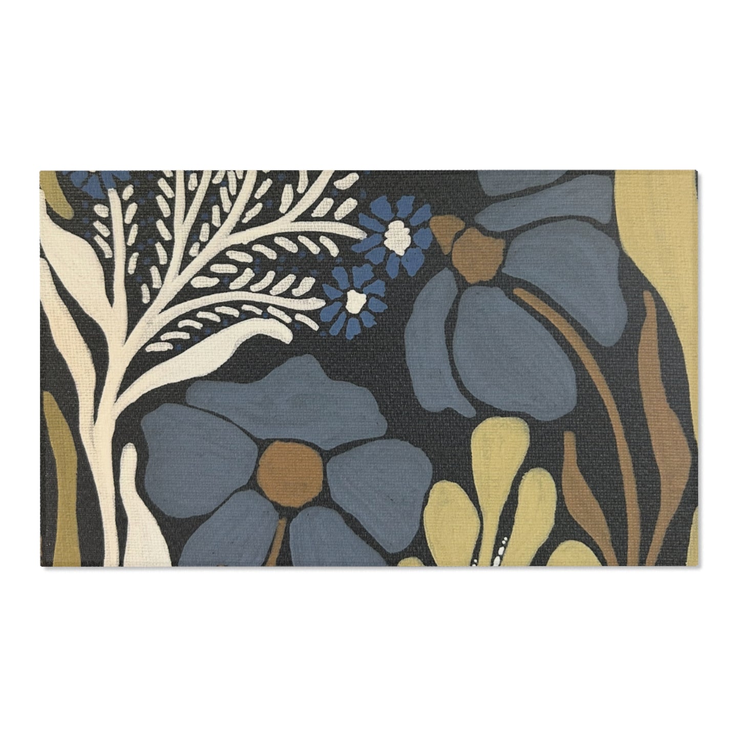 Floral Blue Botanical Area Rug – Vintage-Inspired Meadow Accent Rug