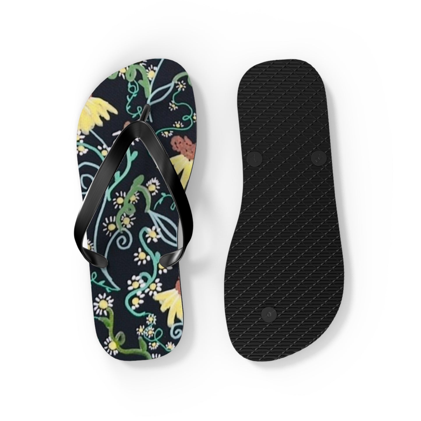 Floral Flip Flops – Dark Botanical Beach Sandals