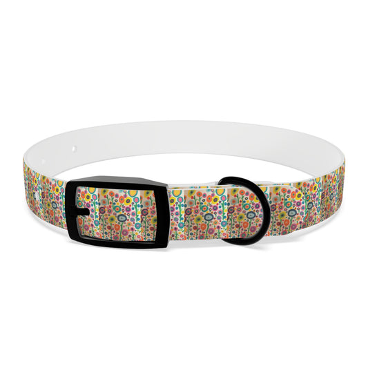 Floral Garden Dog Collar — Colorful Retro Flowers Pattern