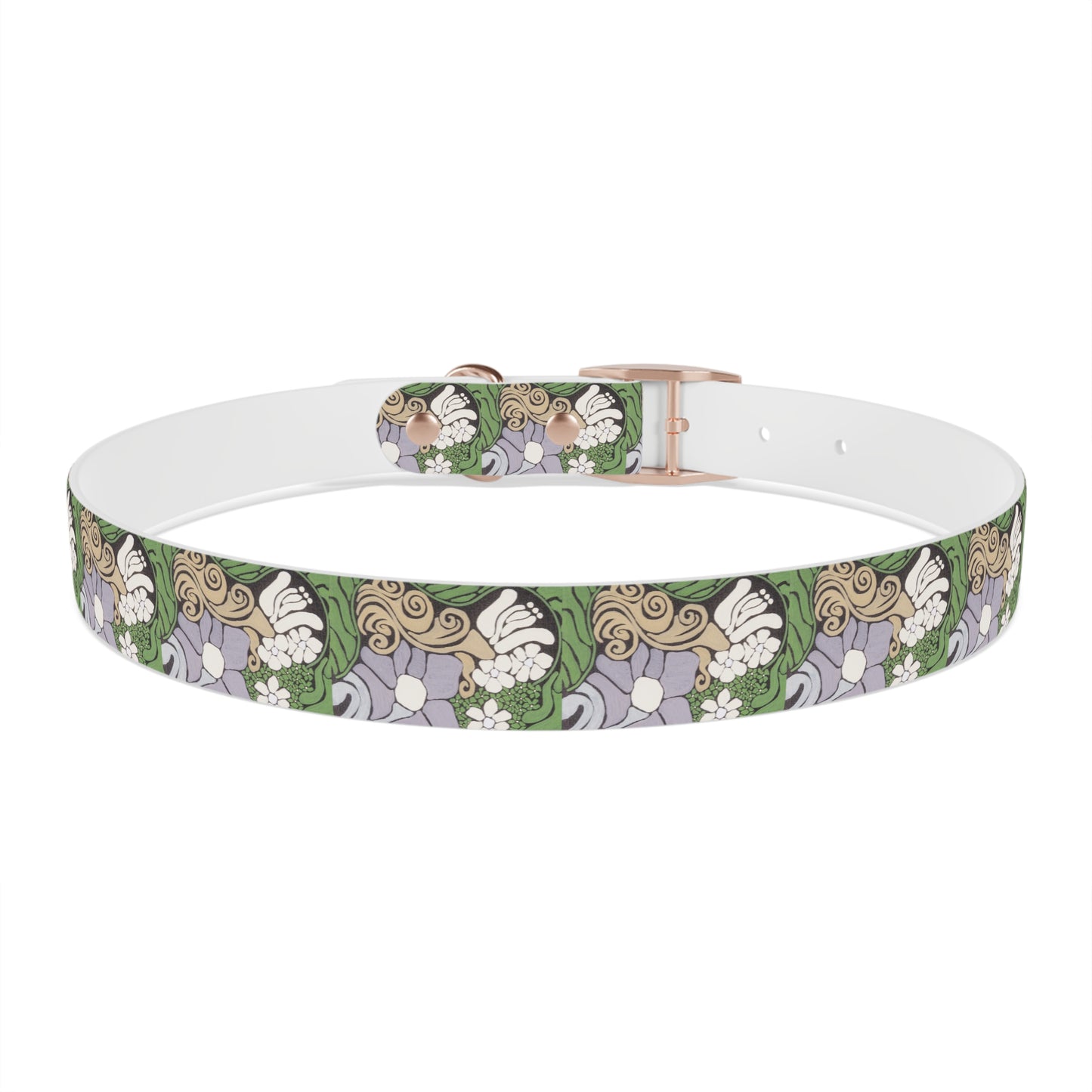Whim & Tendril Dog Collar — Vintage Green & Lavender Pattern