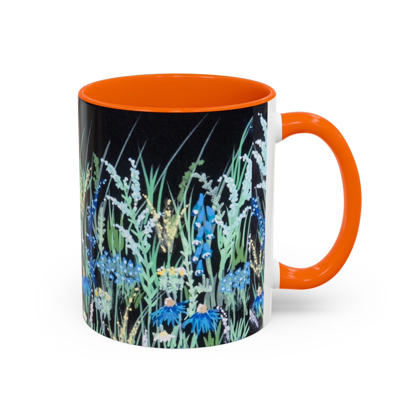 Blue hour bloom Floral Meadow Accent Coffee Mug — Blue Wildflower Garden Design (11/15oz)