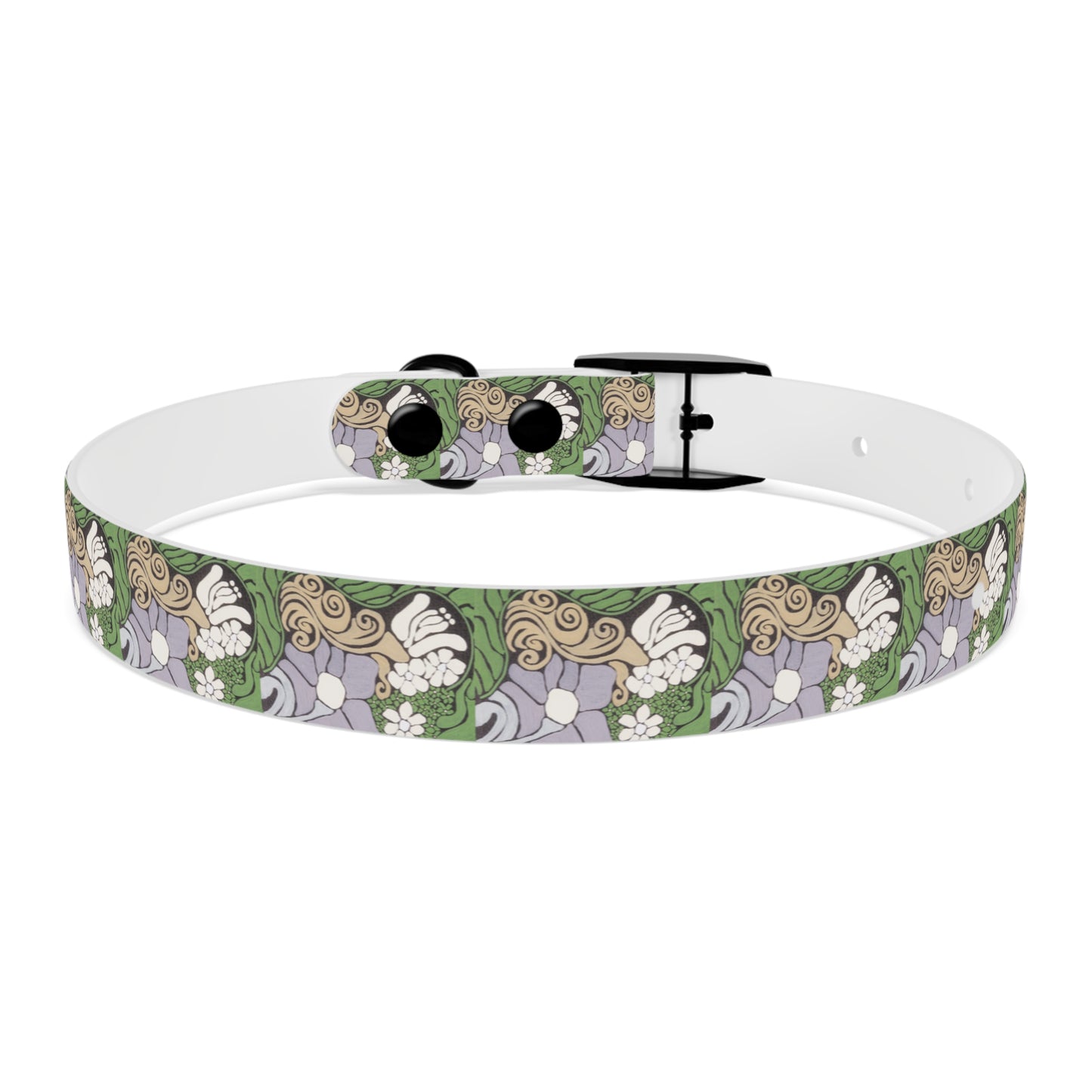Whim & Tendril Dog Collar — Vintage Green & Lavender Pattern
