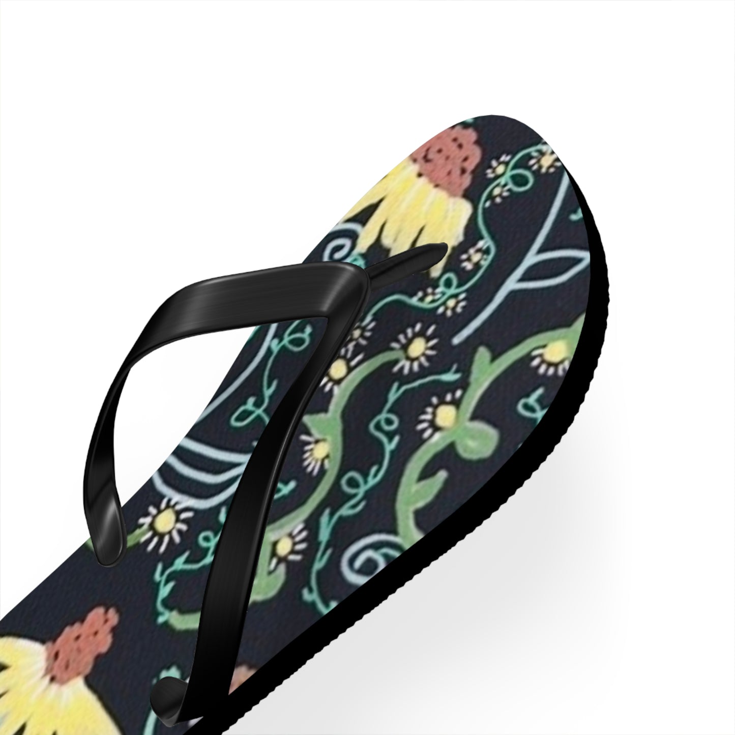 Floral Flip Flops – Dark Botanical Beach Sandals
