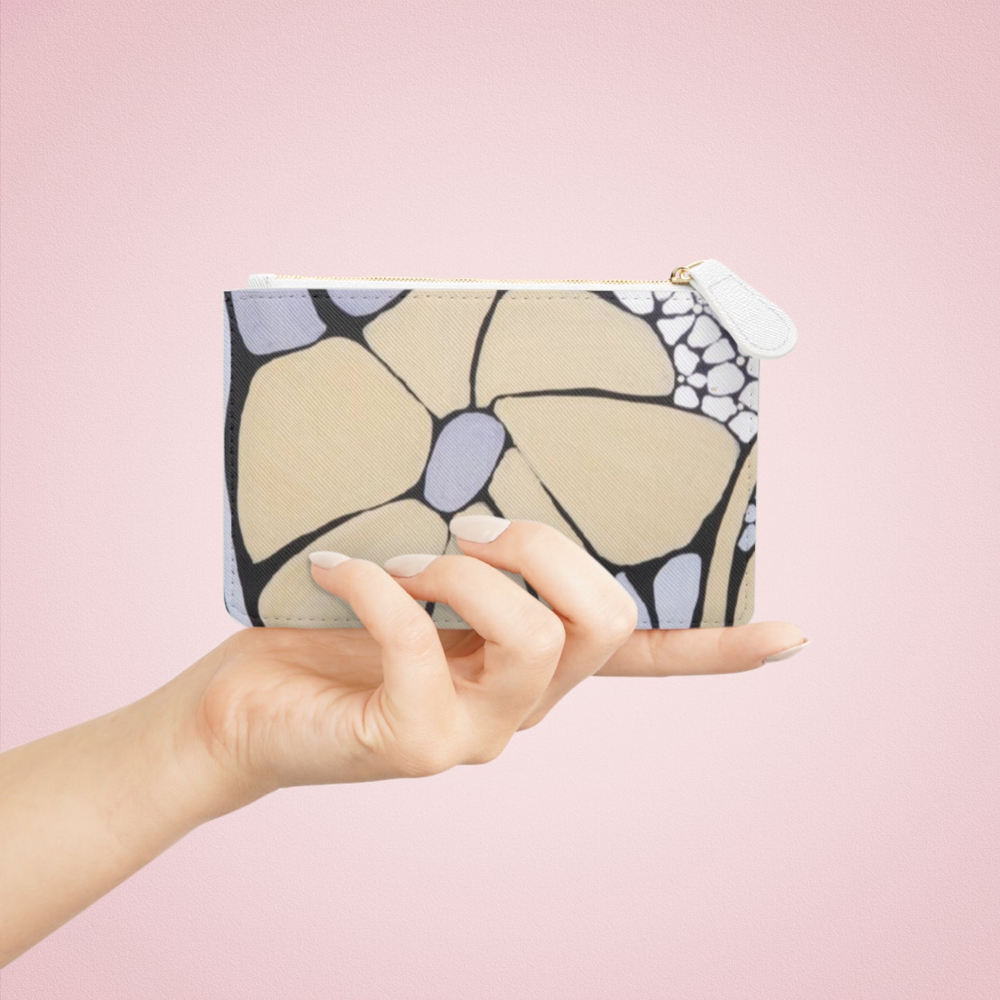 Floral Mini Clutch Bag — © Art Haven & Co Beige Blossom Zip Pouch