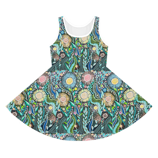 Girls' Floral Garden Sundress — Boho Sunflower Tank Top Dress