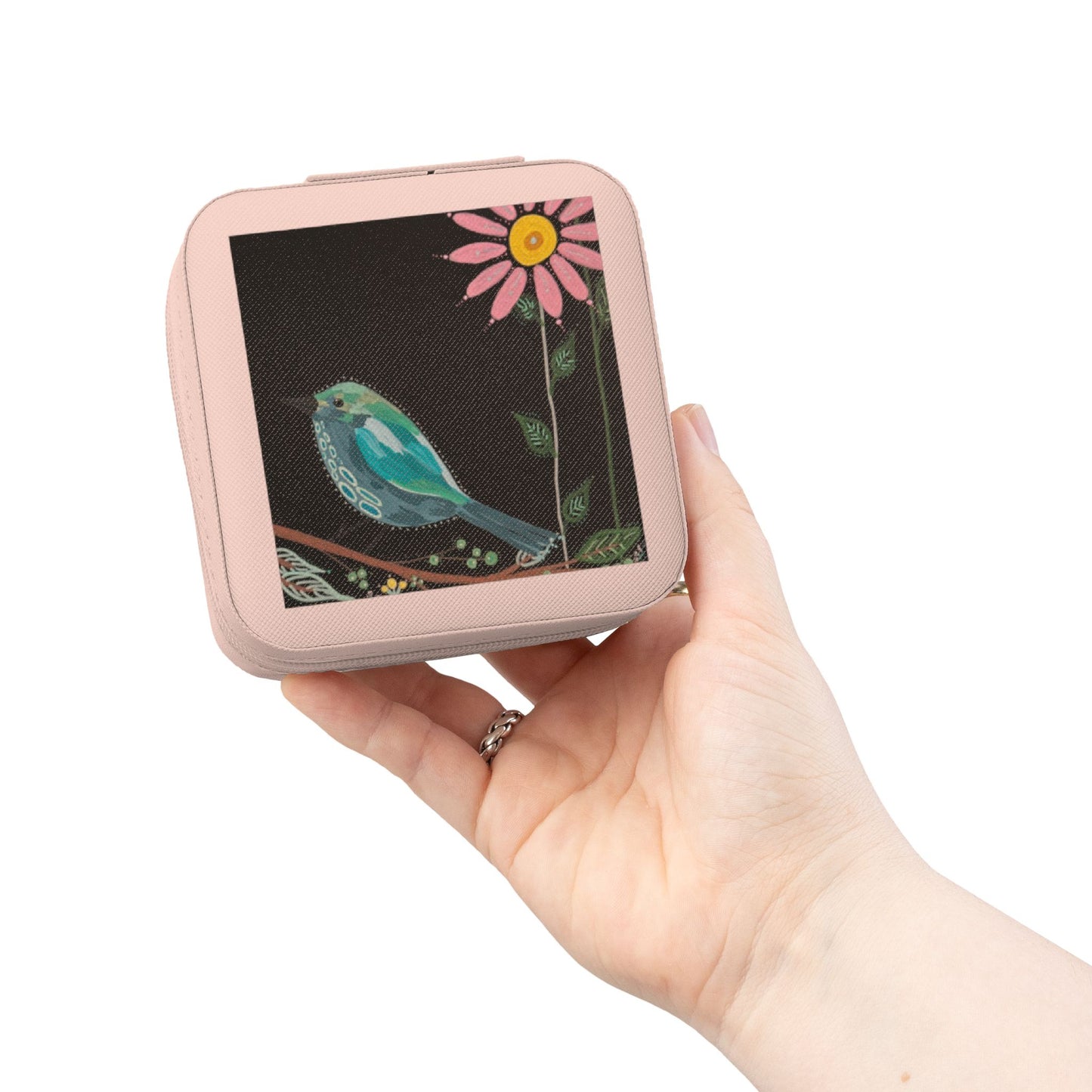 Bird & Bloom Jewelry Travel Case — Compact Portable Ring and Earring Organizer