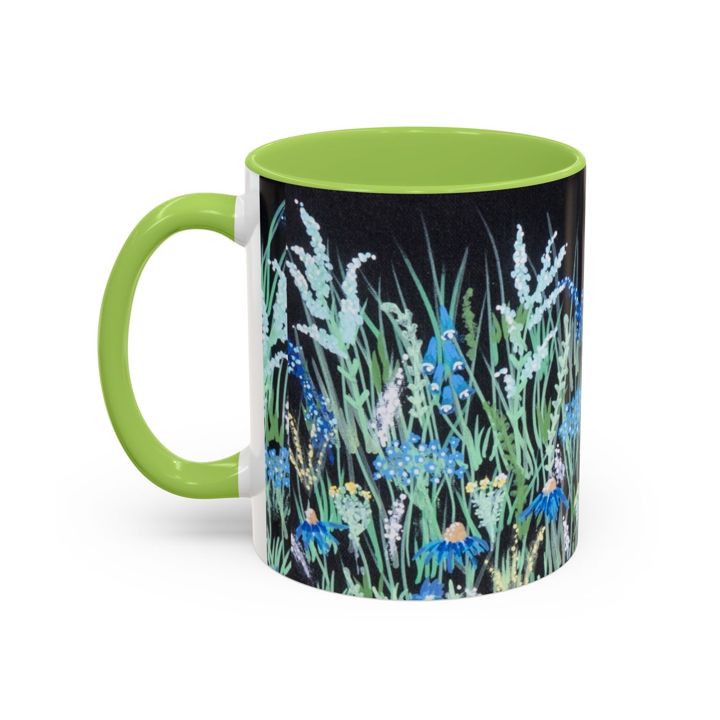 Blue hour bloom Floral Meadow Accent Coffee Mug — Blue Wildflower Garden Design (11/15oz)