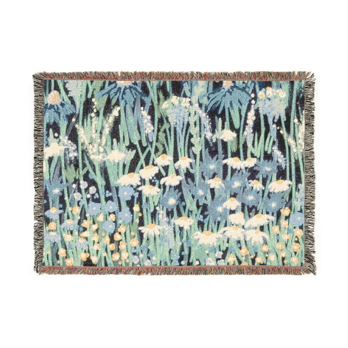 Botanical Woven Blanket – Impressionist Floral Throw