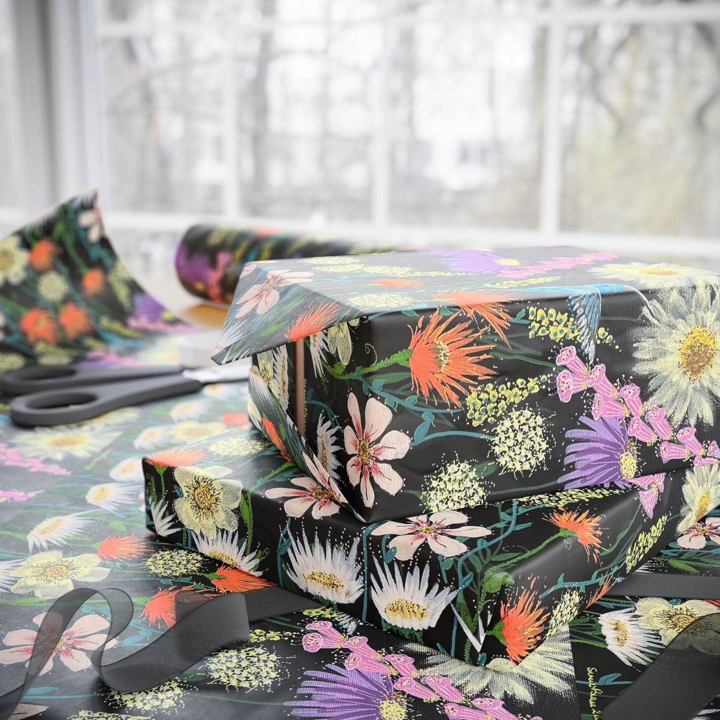 Floral Meadow Wrapping Paper — Vintage Wildflower Gift Wrap