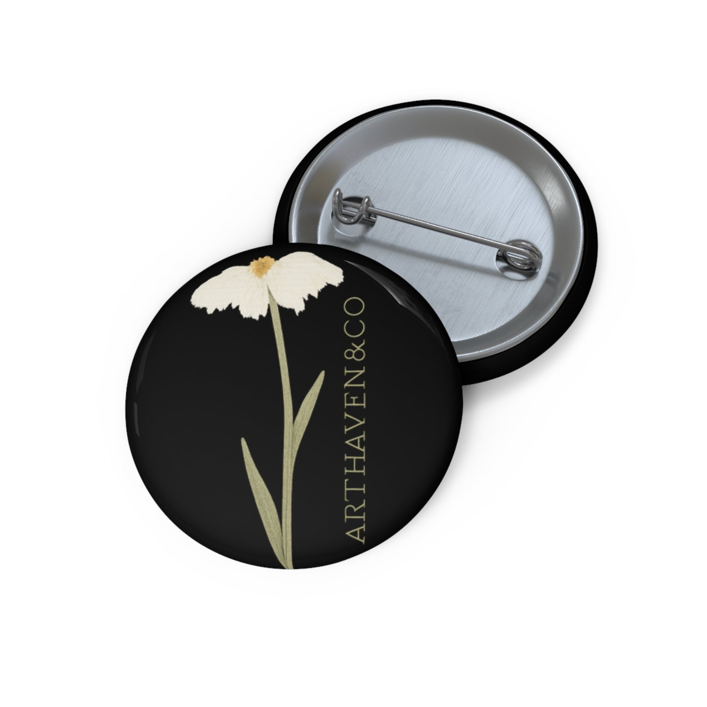 Daisy Logo Pin Button — Minimal Floral Brand Badge