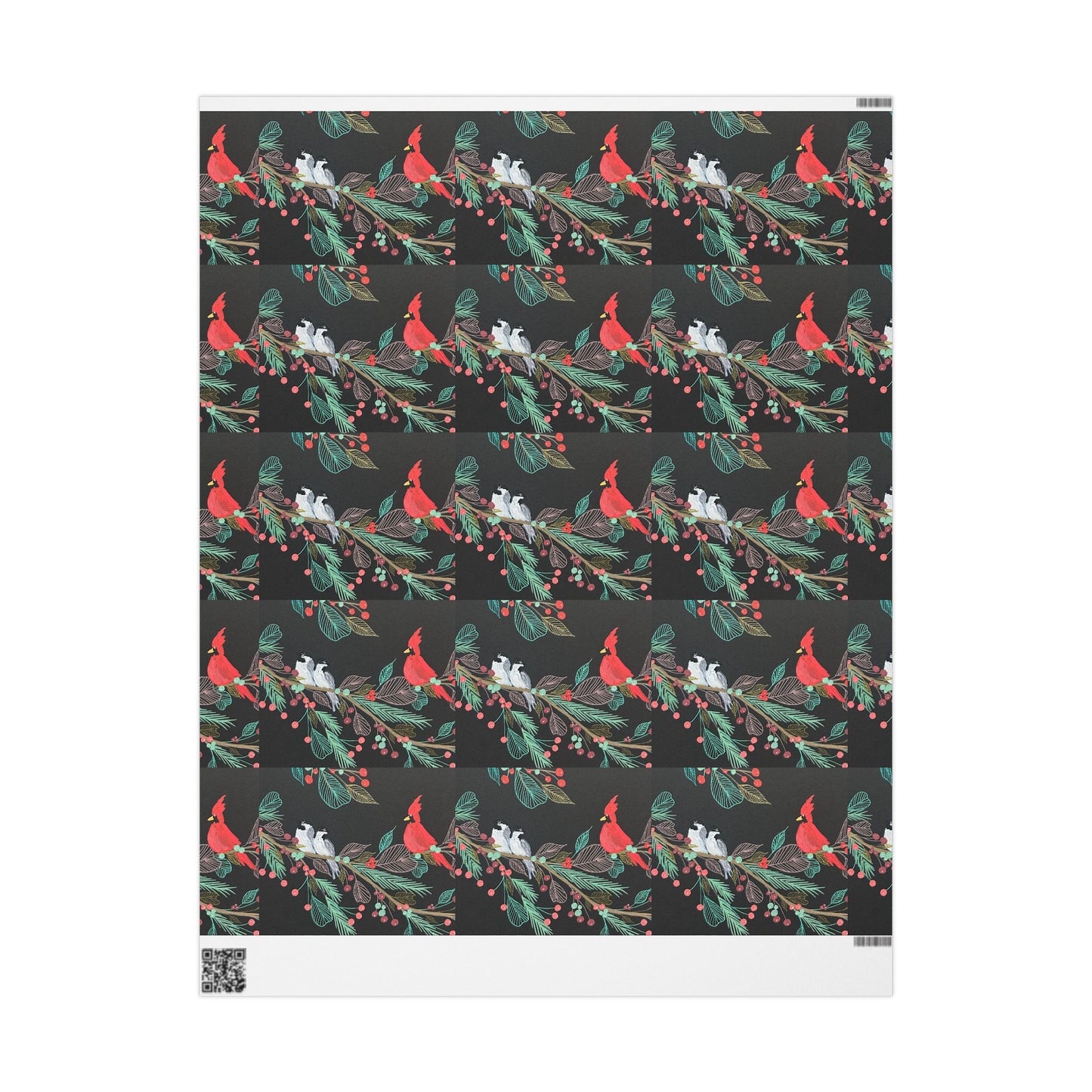 Holiday Cardinal & Chickadee Gift Wrap — Botanical Christmas Wrapping Paper