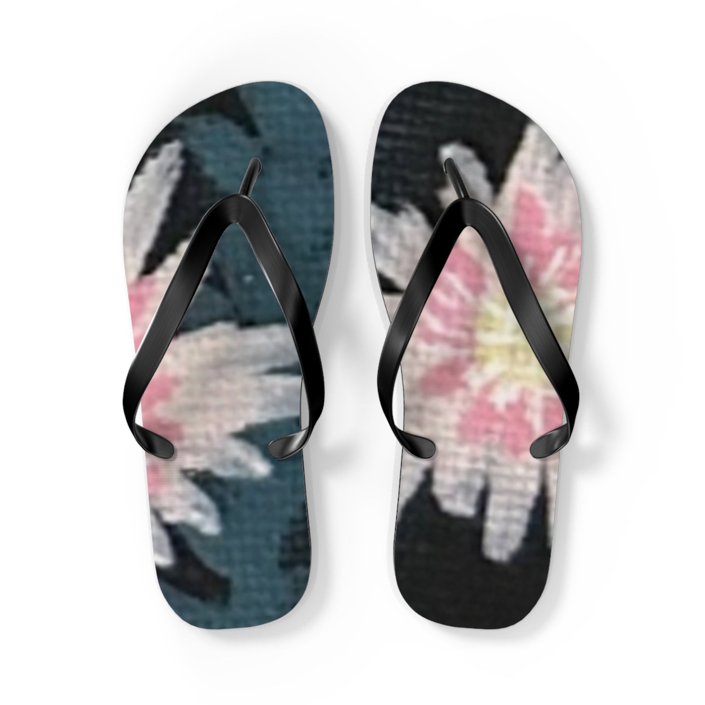 Wild Garden Reverie Beach Flip Flops — Pink Daisy Printed Summer Sandals