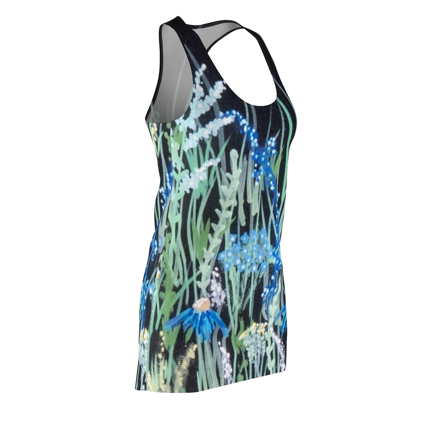 Floral Meadow Racerback Dress – Blue Wildflower Print AOP
