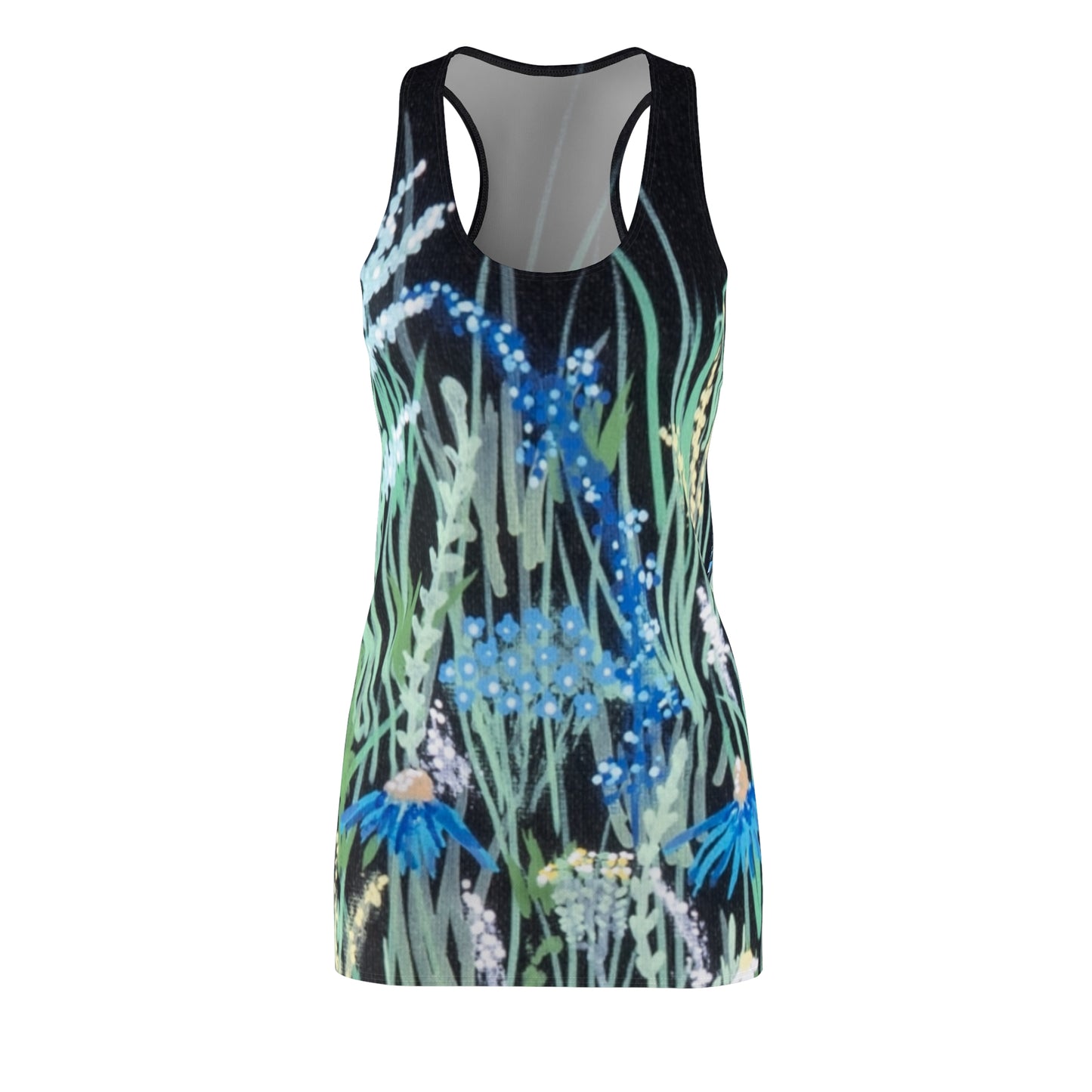Floral Meadow Racerback Dress – Blue Wildflower Print AOP