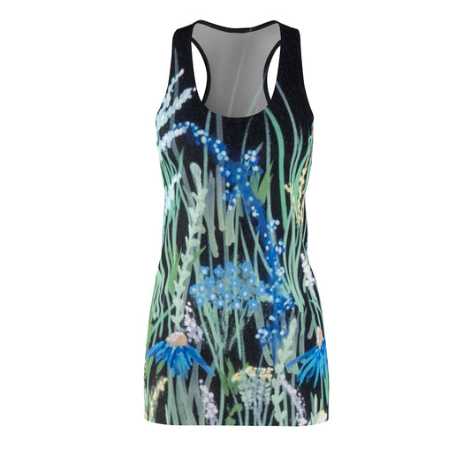 Floral Meadow Racerback Dress – Blue Wildflower Print AOP
