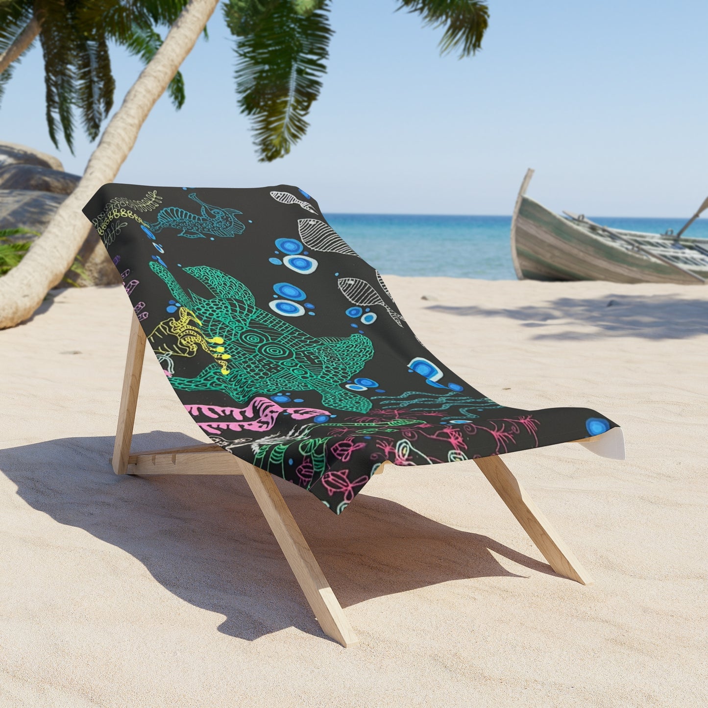 Underwater Sea Turtle Beach Towel — Tropical Ocean Marine Life Design
