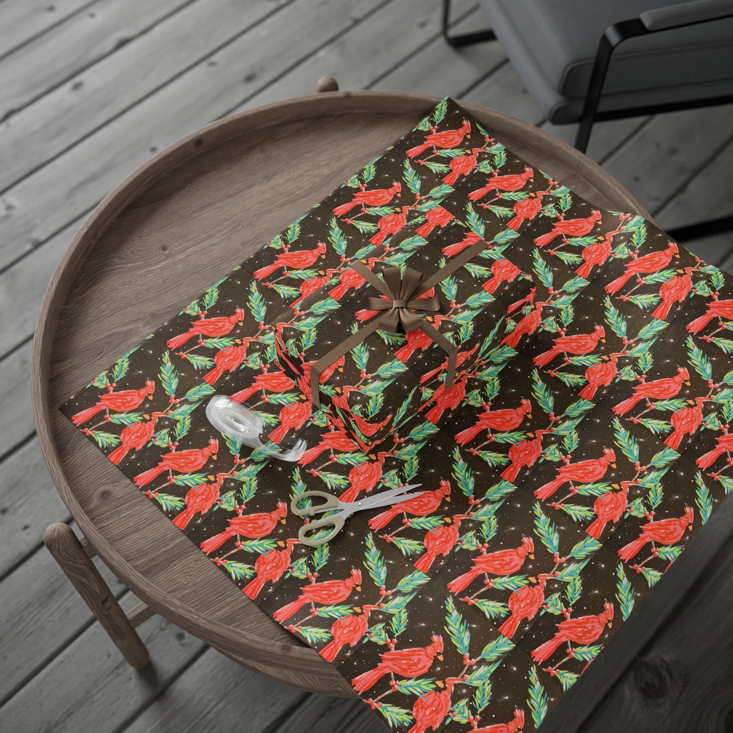 Holiday Poinsettia Wrapping Paper — Dark Botanical Gift Wrap