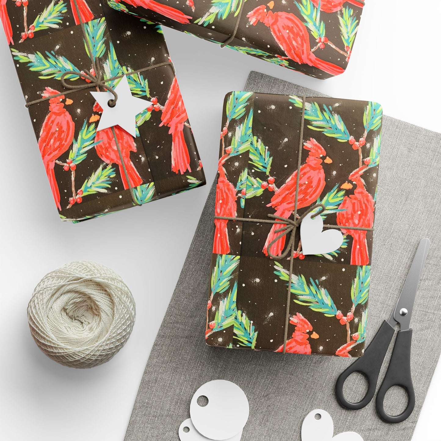 Holiday Poinsettia Wrapping Paper — Dark Botanical Gift Wrap