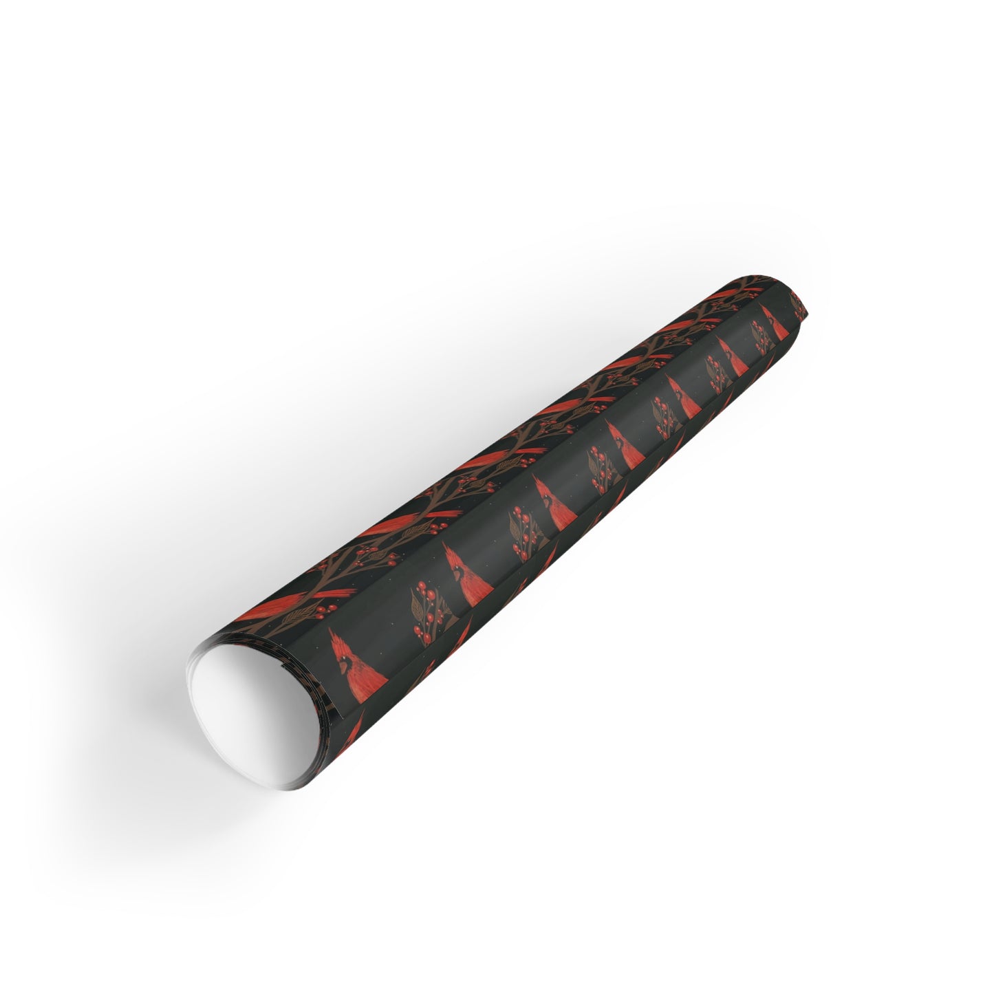 Cardinal on Branch Gift Wrap Roll — Holiday Christmas Wrapping Paper