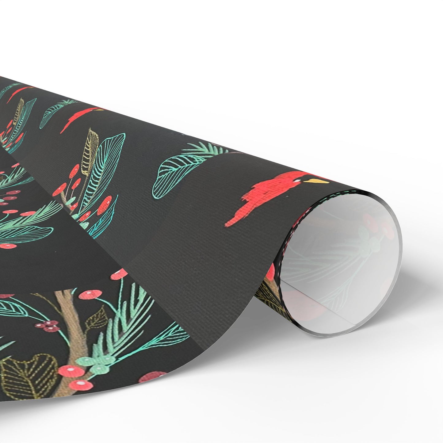 Holiday Cardinal & Chickadee Gift Wrap — Botanical Christmas Wrapping Paper