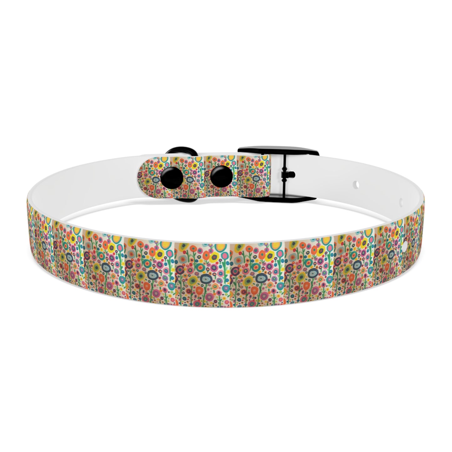 Floral Garden Dog Collar — Colorful Retro Flowers Pattern