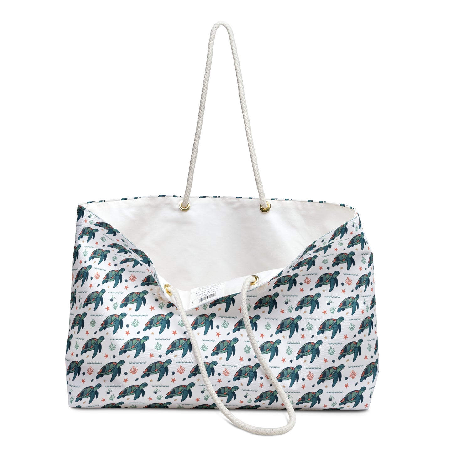 Sea Turtle Pattern Weekender Bag — Beach Tote for Travel & Vacation