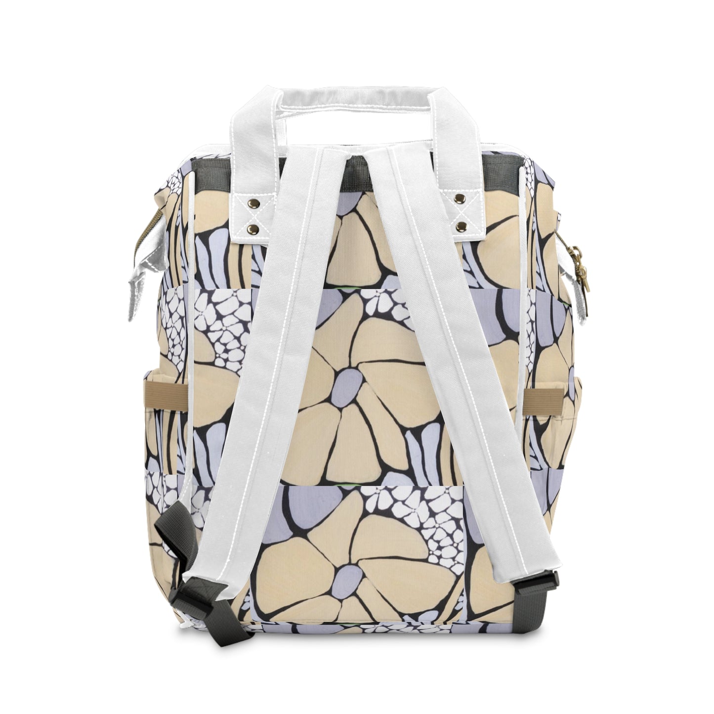 Floral Multifunctional Diaper Backpack — Spacious Baby Changing Bag with Multiple Pockets