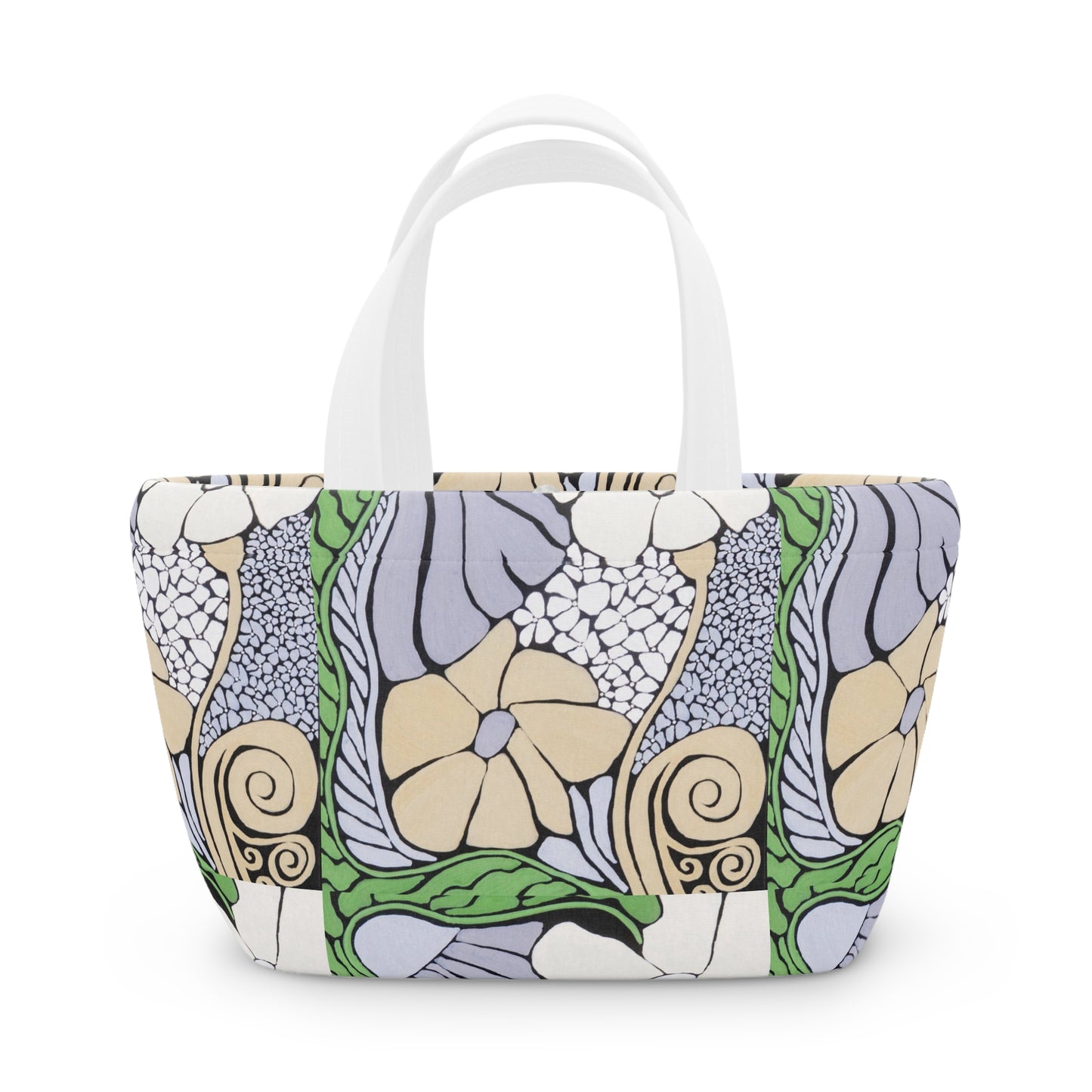 Floral Art Nouveau Lunch Bag — Vintage Botanical Pattern Insulated Tote