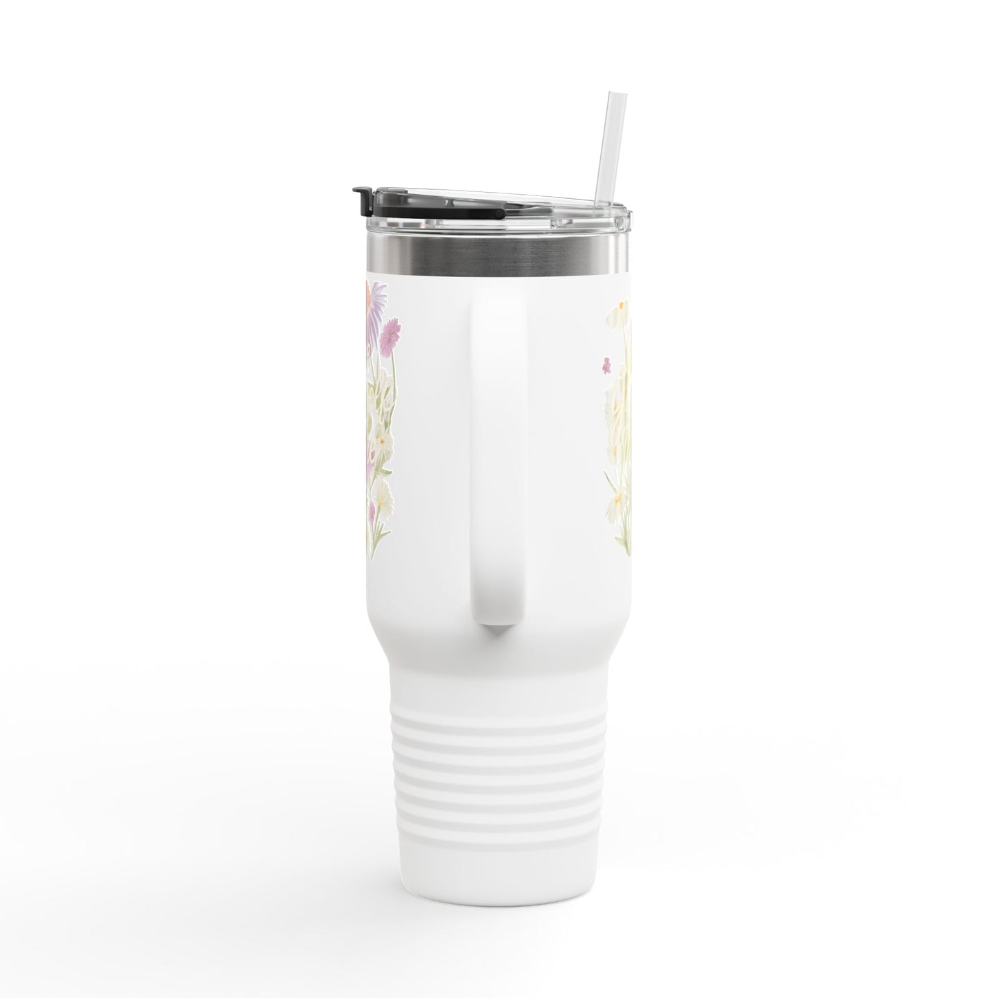Love yourself more 40oz Insulated Travel Mug — Floral Wildflower 'Be More' Design