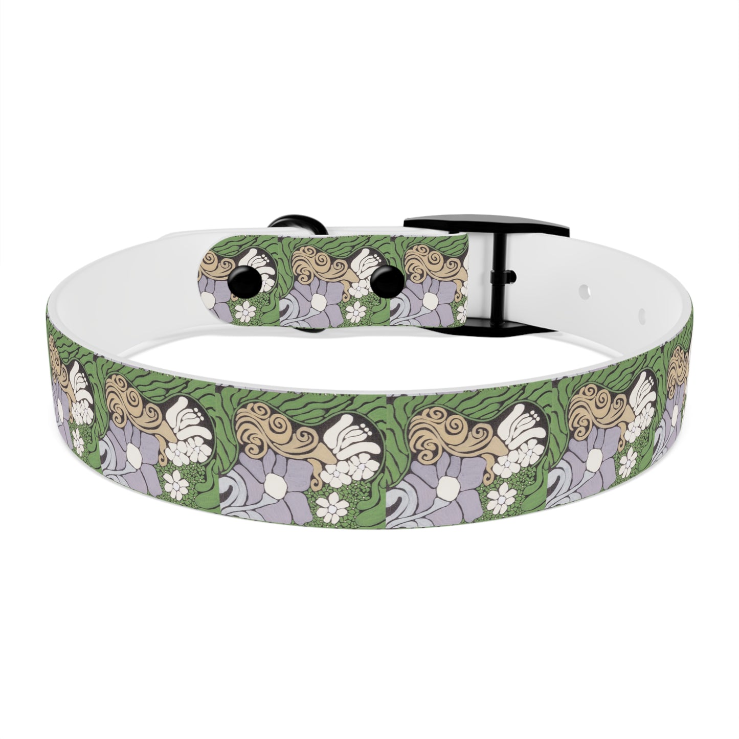 Whim & Tendril Dog Collar — Vintage Green & Lavender Pattern