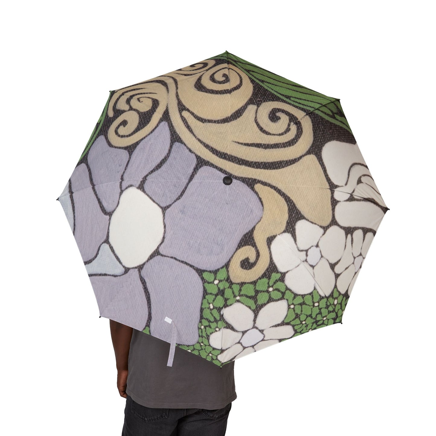 Floral Whimsy Foldable Umbrella — Semi-Automatic Compact Rain Parasol