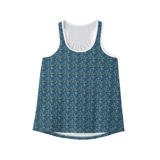Blue Floral Mosaic Tank Top — Women's All-Over Print Summer Tee