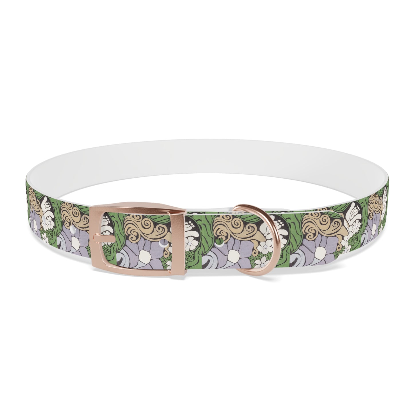 Whim & Tendril Dog Collar — Vintage Green & Lavender Pattern