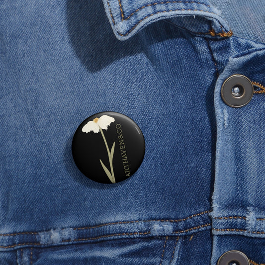 Daisy Logo Pin Button — Minimal Floral Brand Badge