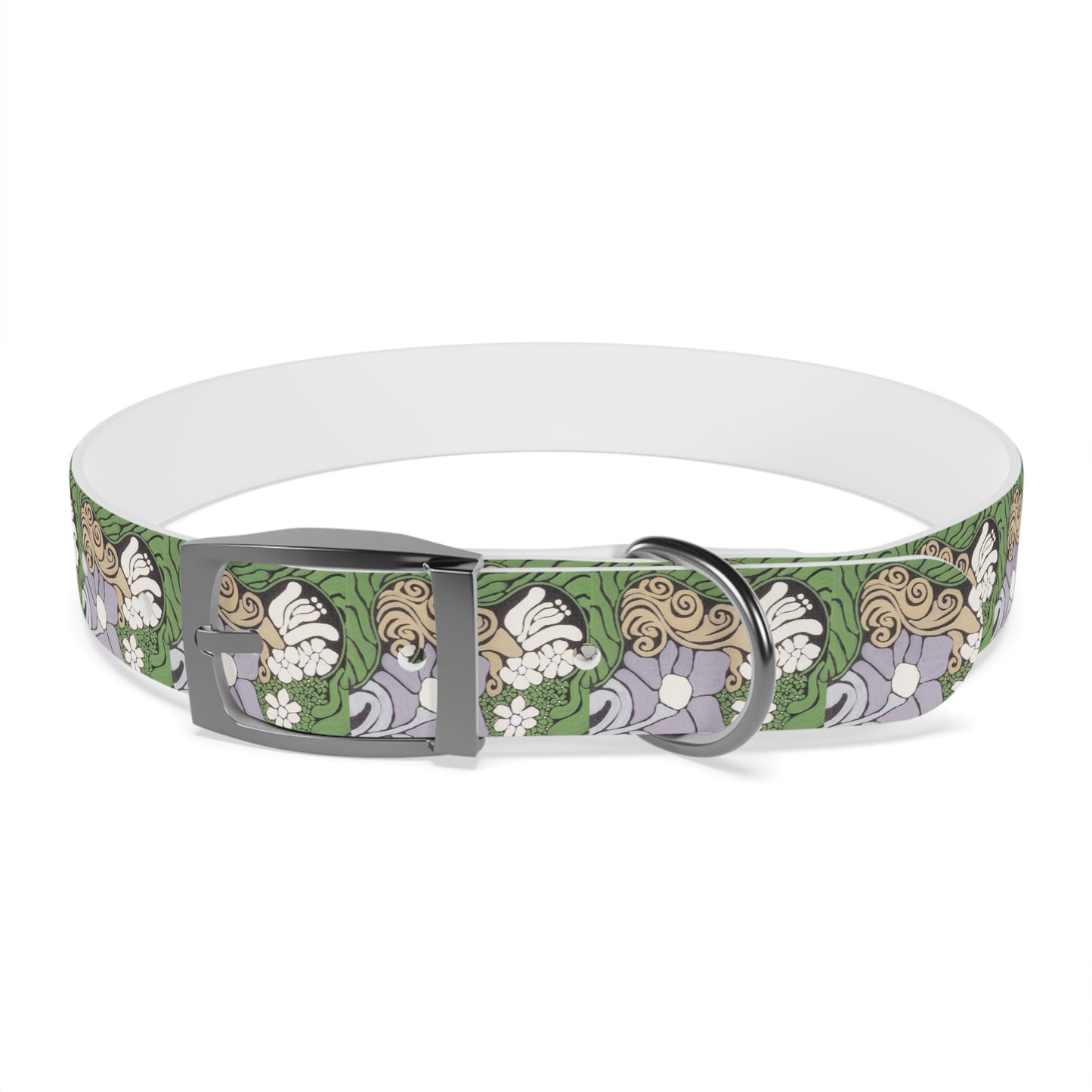 Whim & Tendril Dog Collar — Vintage Green & Lavender Pattern