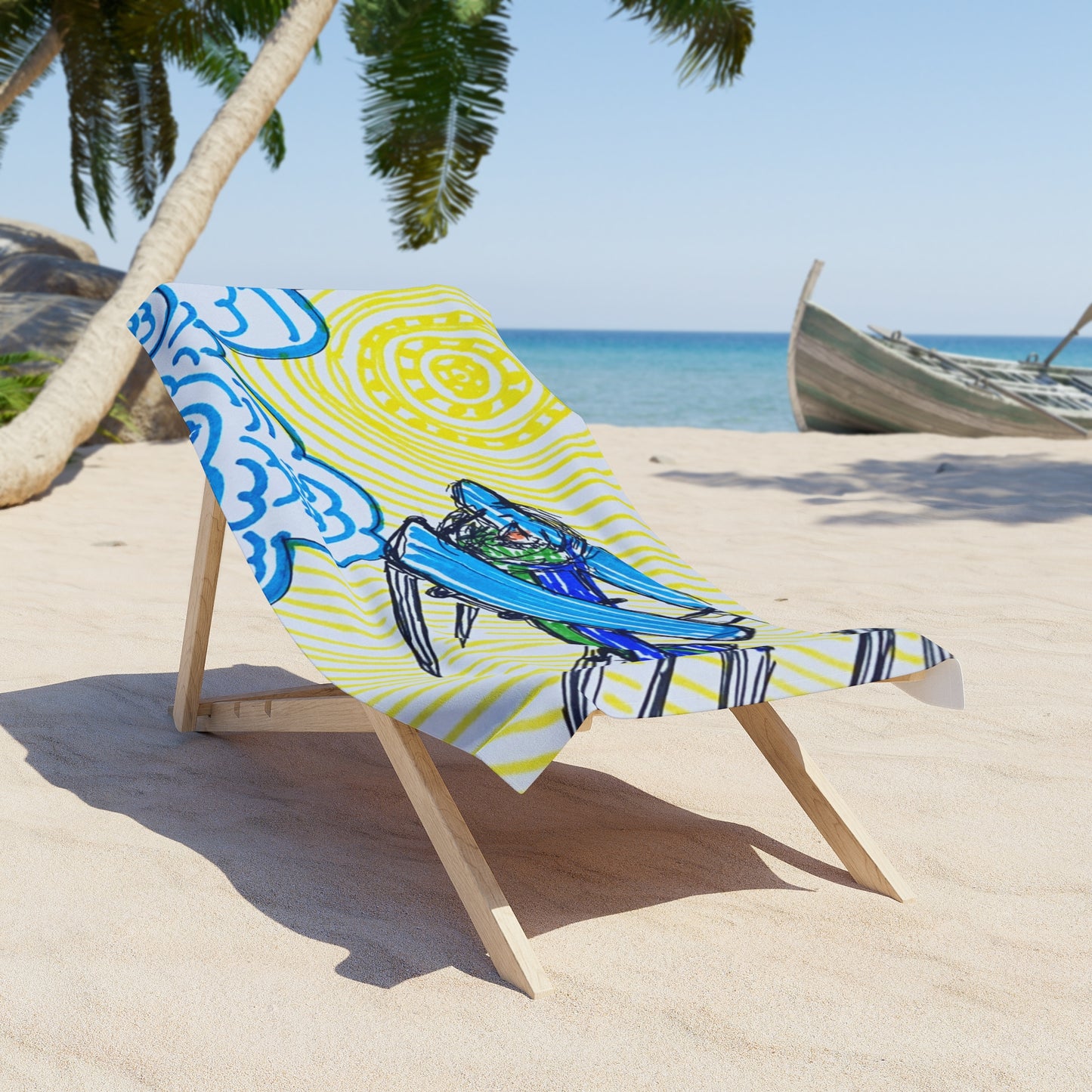 Vintage Biplane Beach Towel – Sunny Retro Aviation Design