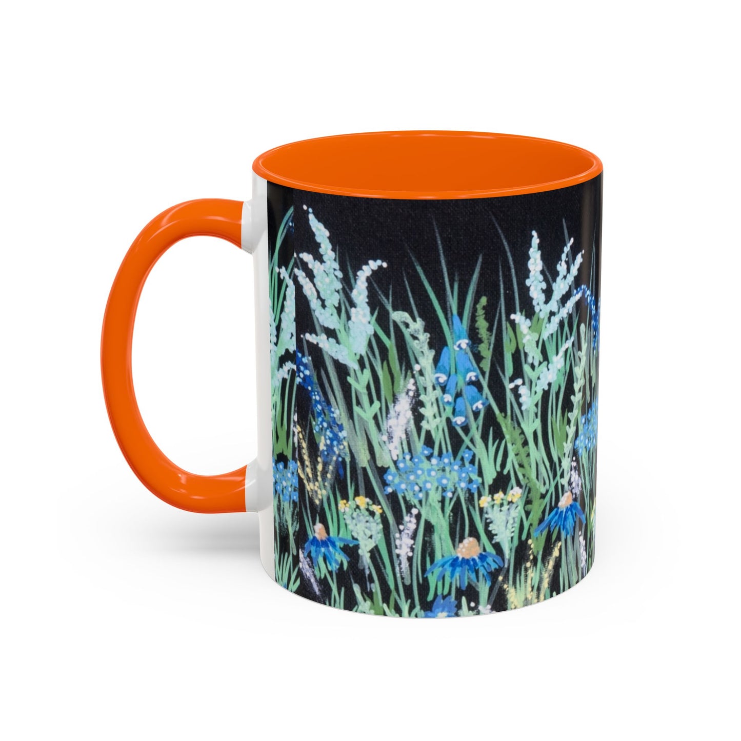 Blue hour bloom Floral Meadow Accent Coffee Mug — Blue Wildflower Garden Design (11/15oz)
