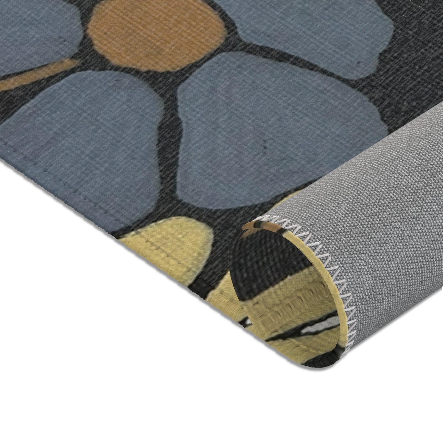 Floral Blue Botanical Area Rug – Vintage-Inspired Meadow Accent Rug