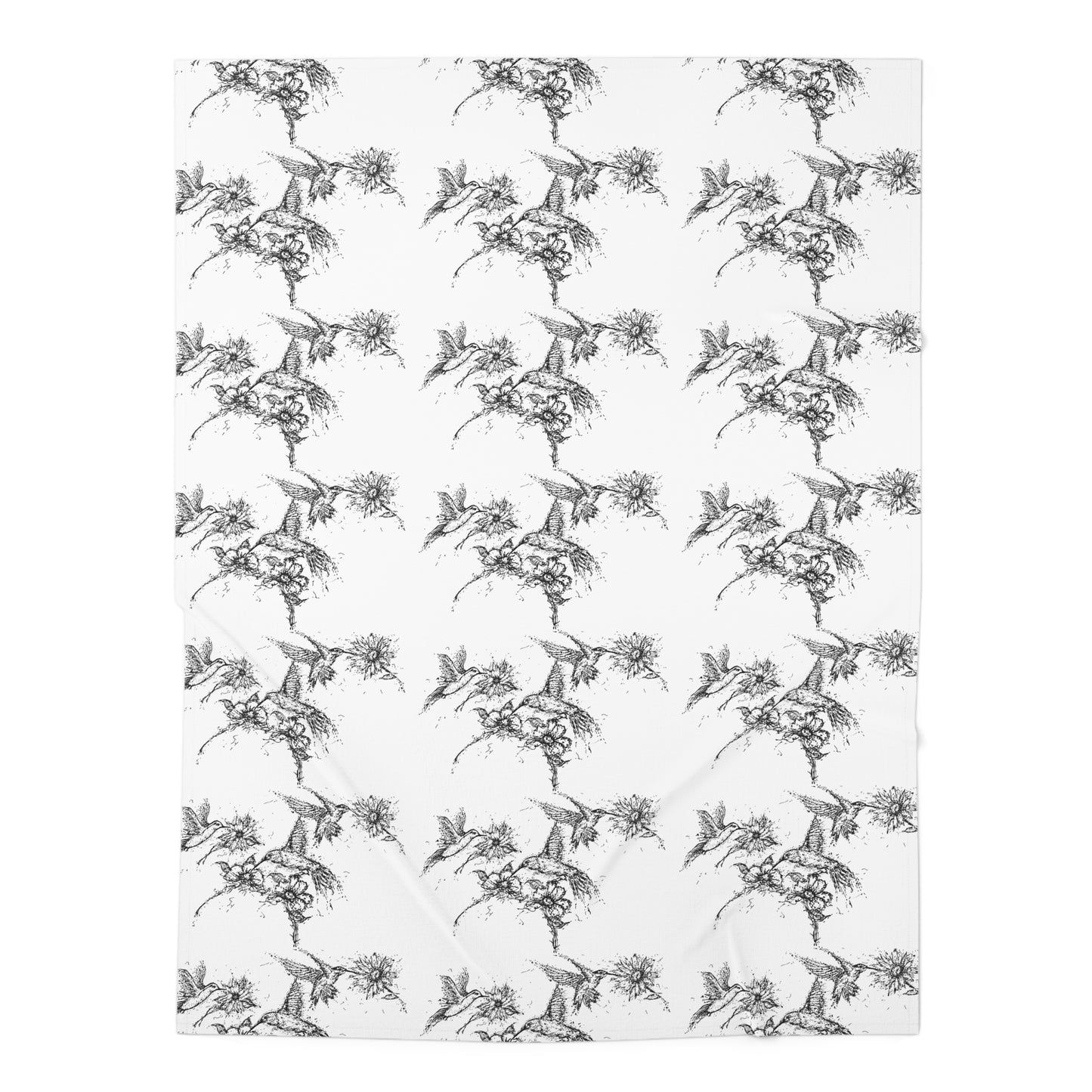 Botanical Sketch Baby Swaddle Blanket — Black & White Floral Newborn Wrap