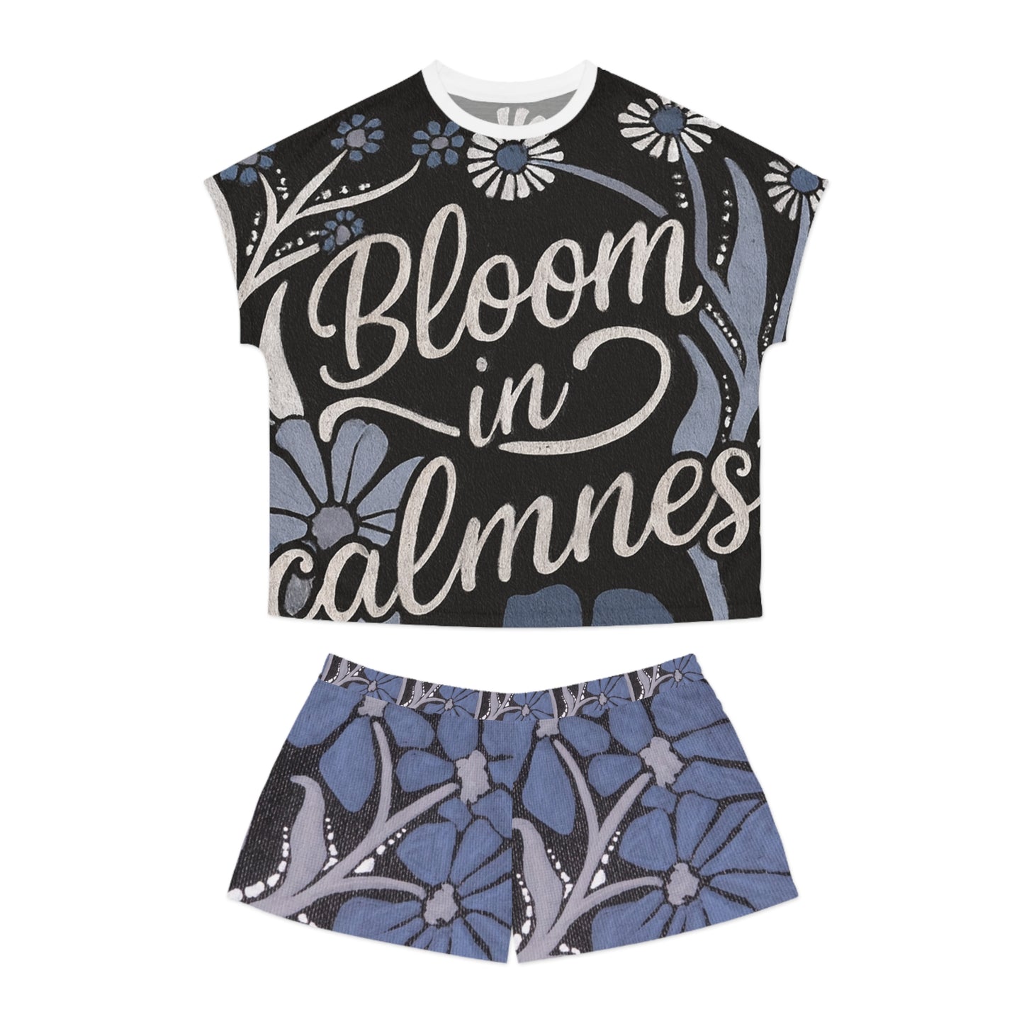 Bloom in Calmness Women's Pajama Set - Floral Short Sleepwear