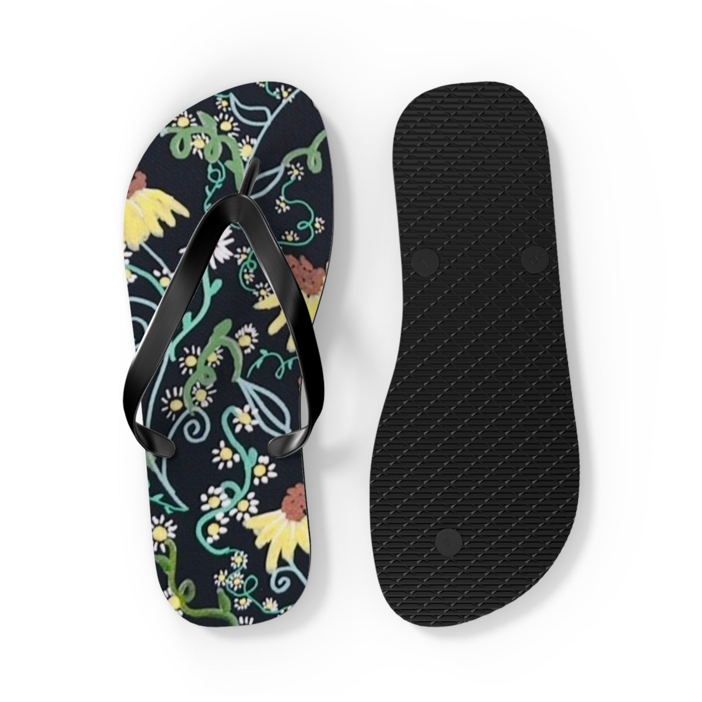 Floral Flip Flops – Dark Botanical Beach Sandals