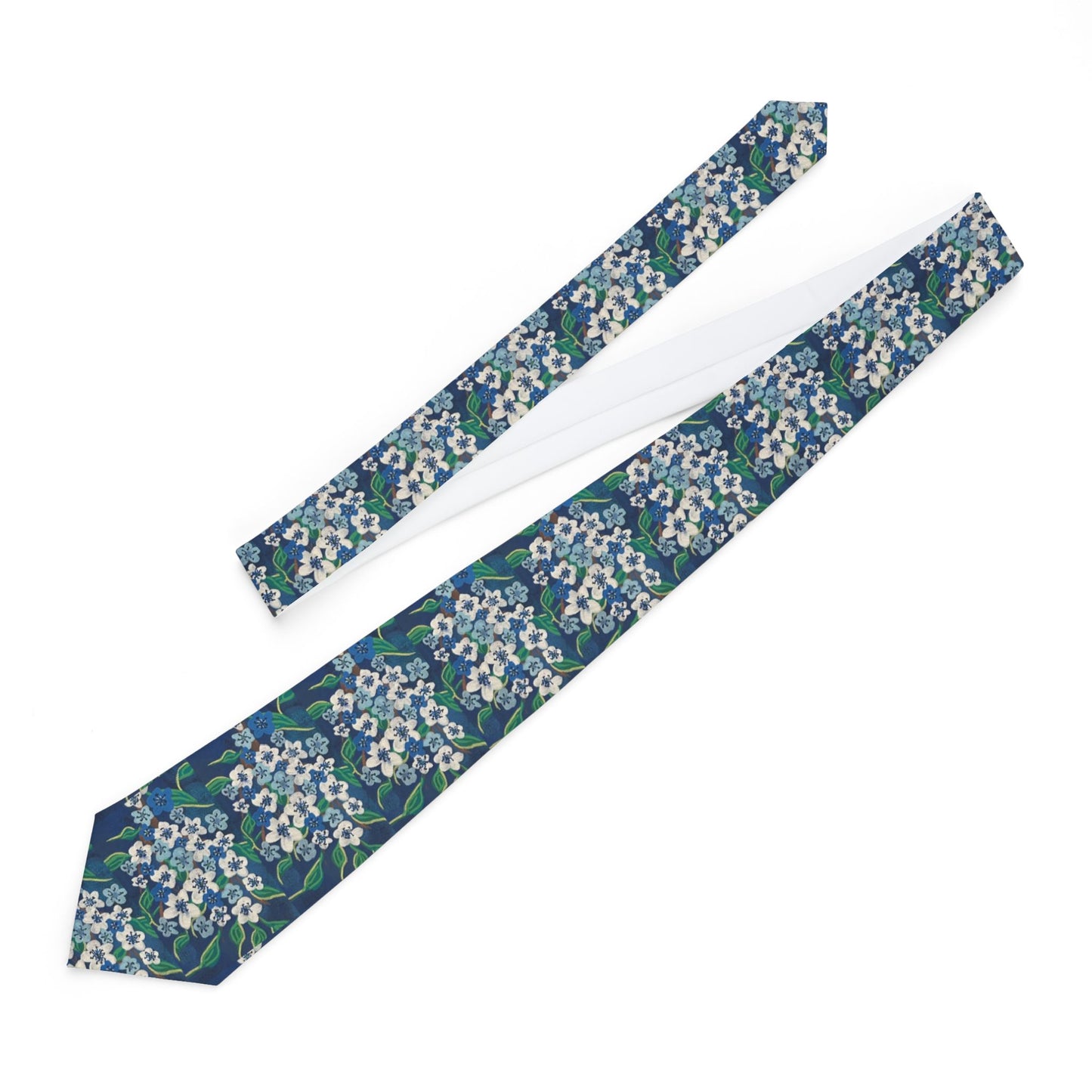 Floral Blue Forget-Me-Not Necktie — Elegant Vintage Garden Pattern
