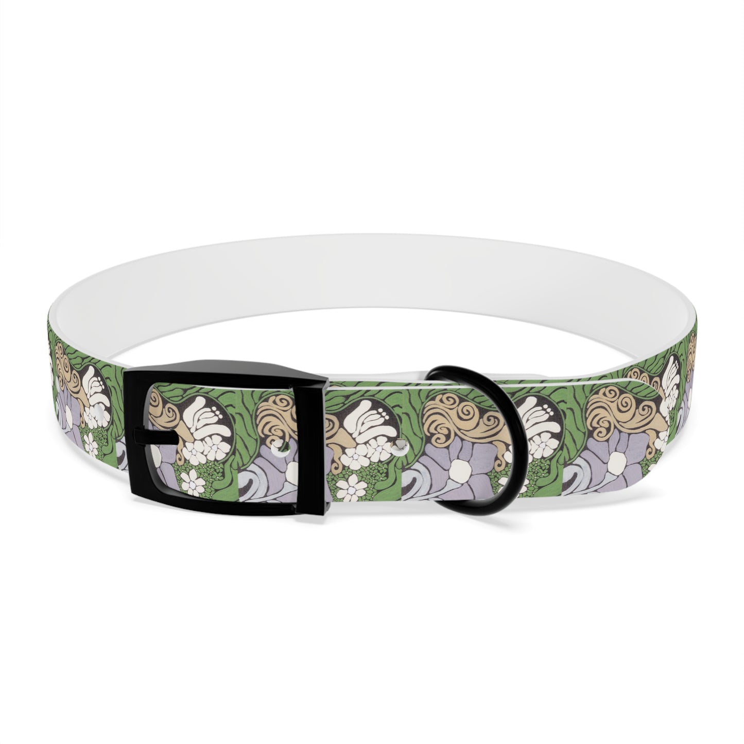 Whim & Tendril Dog Collar — Vintage Green & Lavender Pattern