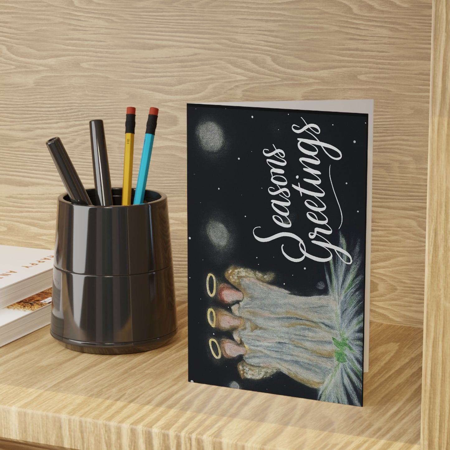 Seasons Greetings Angel Trio Holiday Card — Rustic Nativity Christmas Greeting Card