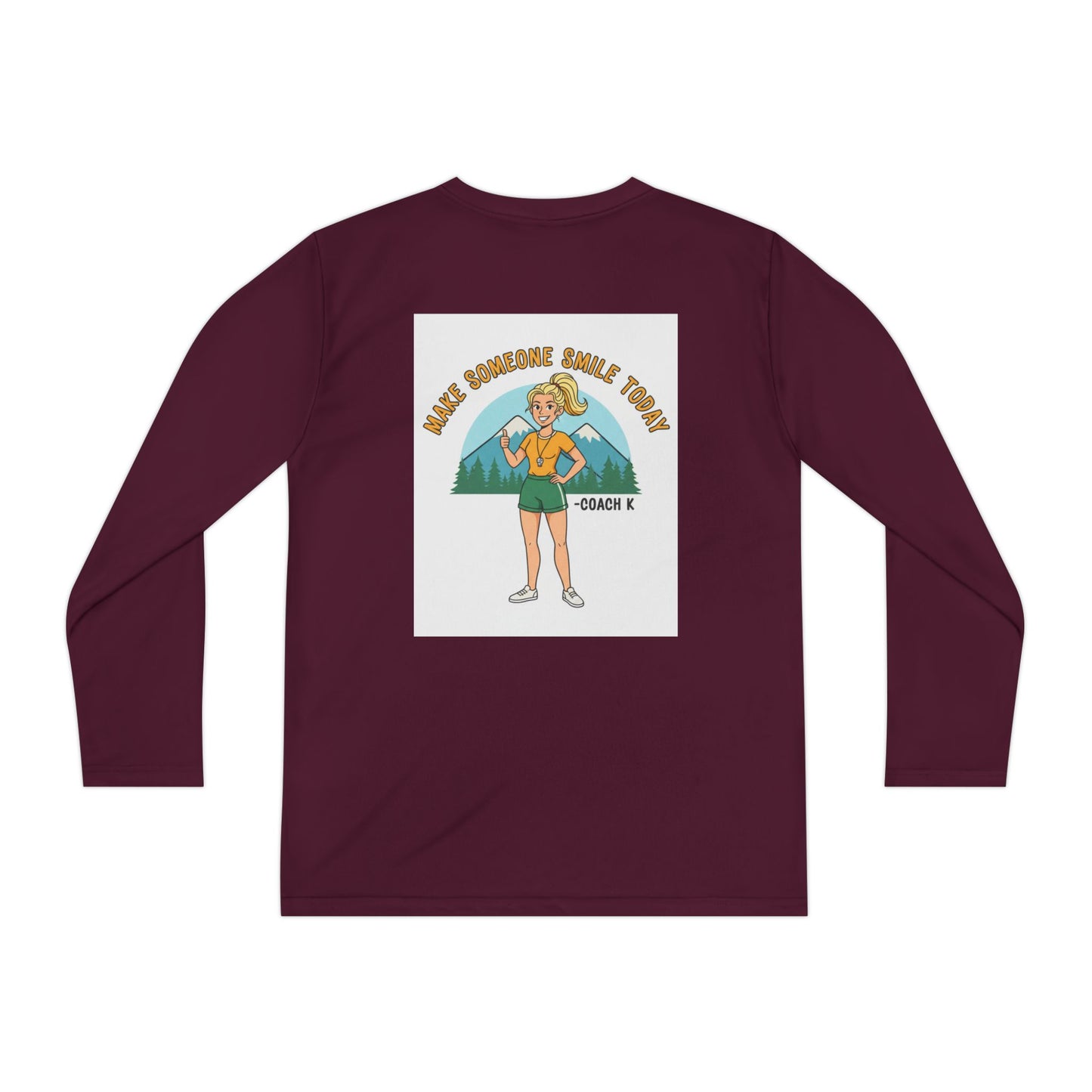 Youth Long Sleeve Tee — 'Run Mountain Climb Train' Graphic Athletic Shirt